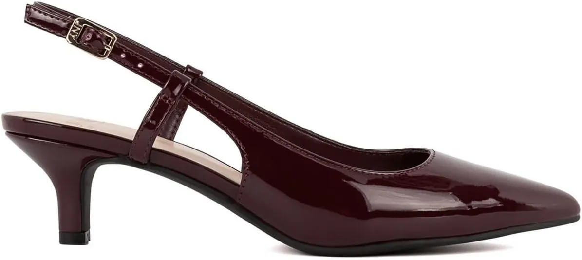Jones New York Womens Charla Patent Pointed Toe Kitten Heels