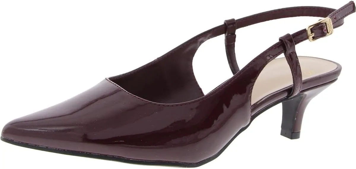 Jones New York Womens Charla Patent Pointed Toe Kitten Heels
