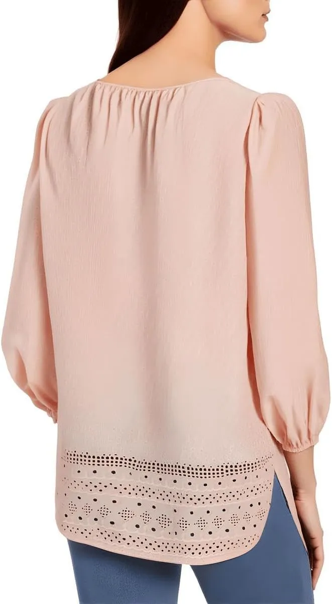 Jones New York Womens Eyelet Cotton Blouse