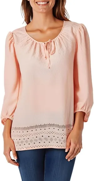 Jones New York Womens Eyelet Cotton Blouse