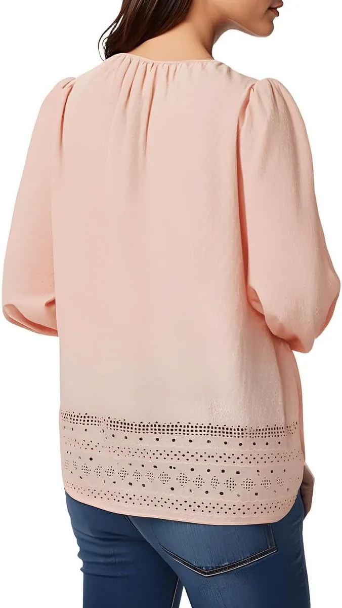Jones New York Womens Eyelet Cotton Blouse