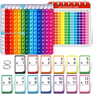 JoyCat Multiplication Flash Cards   Pop Fidget Chart- 156 Hole Punched Math Game Flashcards for Kids Ages 8 and Up, Times Table Manipulatives for Preschoolers 3rd,4th,5th,6th Grade