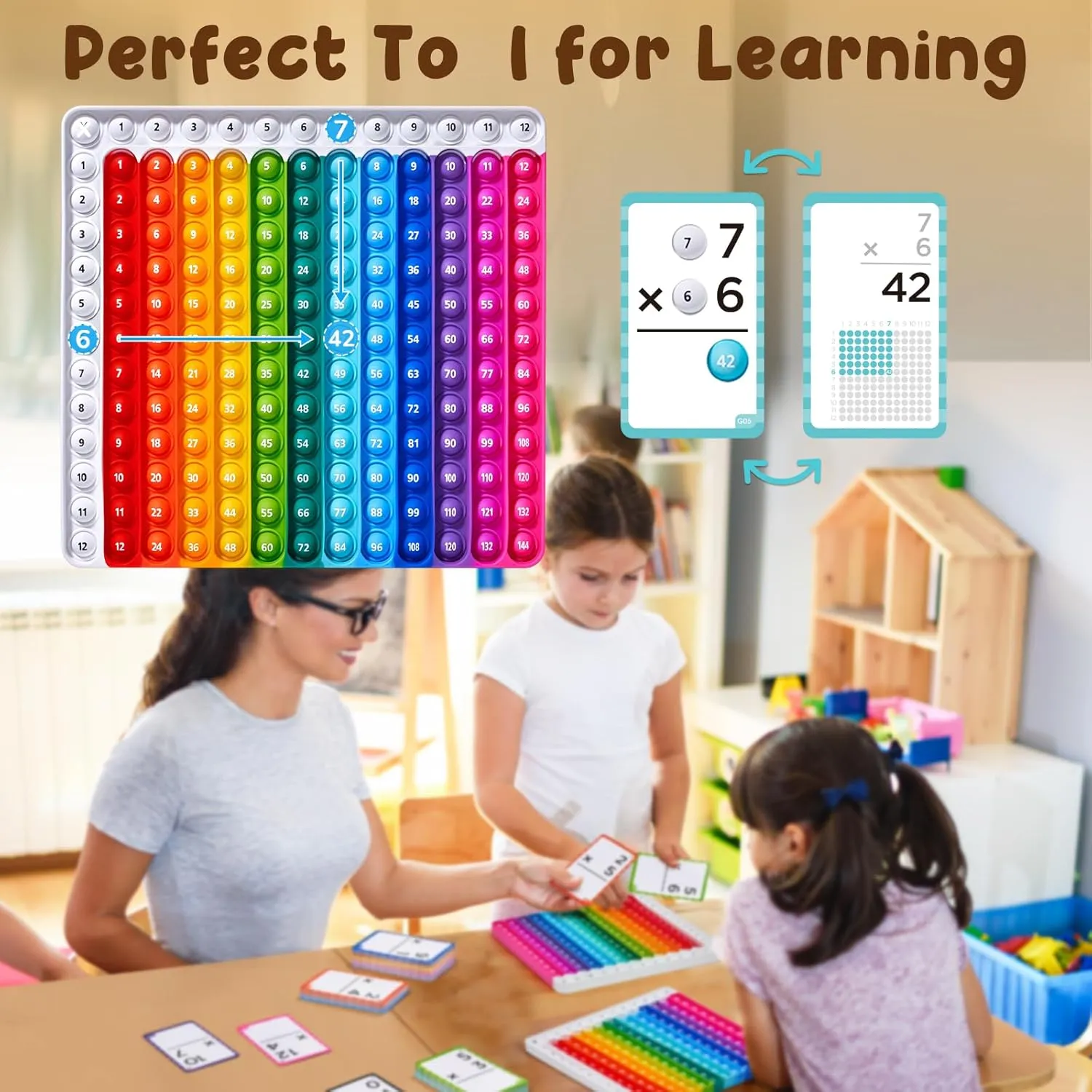 JoyCat Multiplication Flash Cards   Pop Fidget Chart- 156 Hole Punched Math Game Flashcards for Kids Ages 8 and Up, Times Table Manipulatives for Preschoolers 3rd,4th,5th,6th Grade
