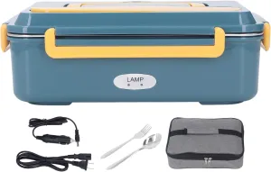 Joyzan Electric Lunch Box, Portable Heating Food Heater Warmer Removable Stainless Steel Container Fork Spoon Insulated Carry Bag Adults Man Work Car Truck Office Driver Women Plug 40 to 80W 110V