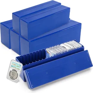 Jucoan 6 Pack Coin Slab Storage Box, Plastic 20 Slotted Case for PCGS NGC Certified Graded Coin Storage Supplies for Coin Collector