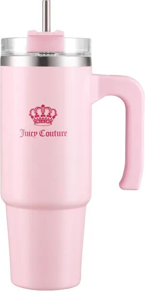 Juicy Couture Travel Style Fashion Water Bottle - Light Pink - 31.5oz
