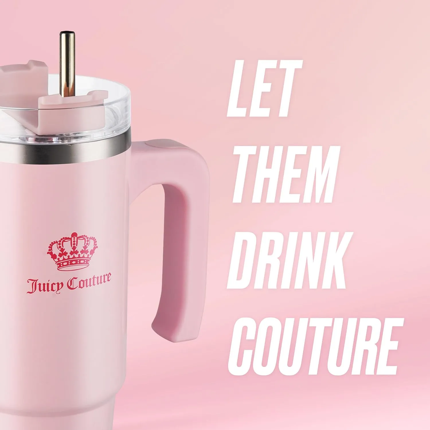Juicy Couture Travel Style Fashion Water Bottle - Light Pink - 31.5oz