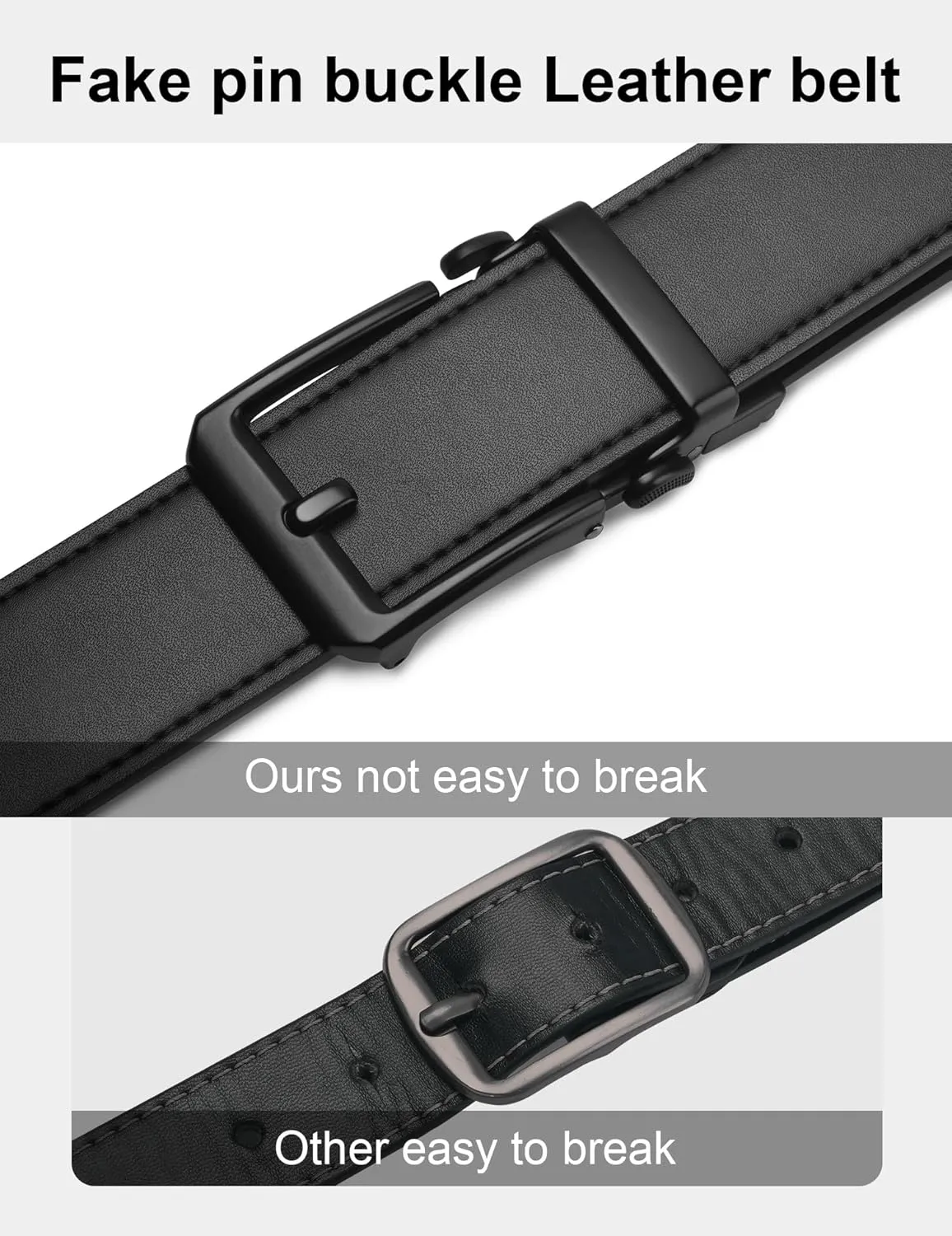 JUKMO 1.5" (38mm) Leather Ratchet Belt for Men in Gift Box