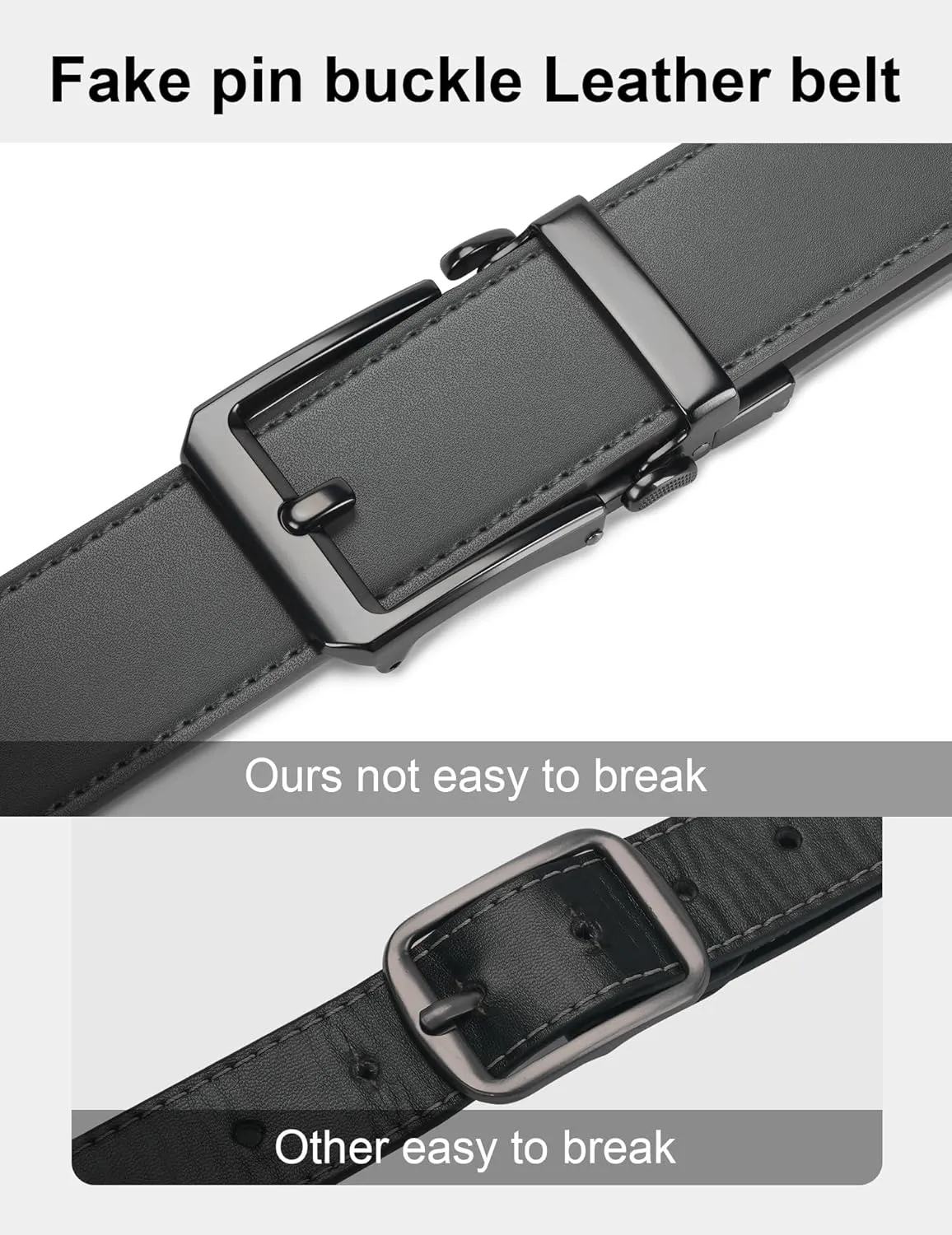 JUKMO 1.5" (38mm) Leather Ratchet Belt for Men in Gift Box