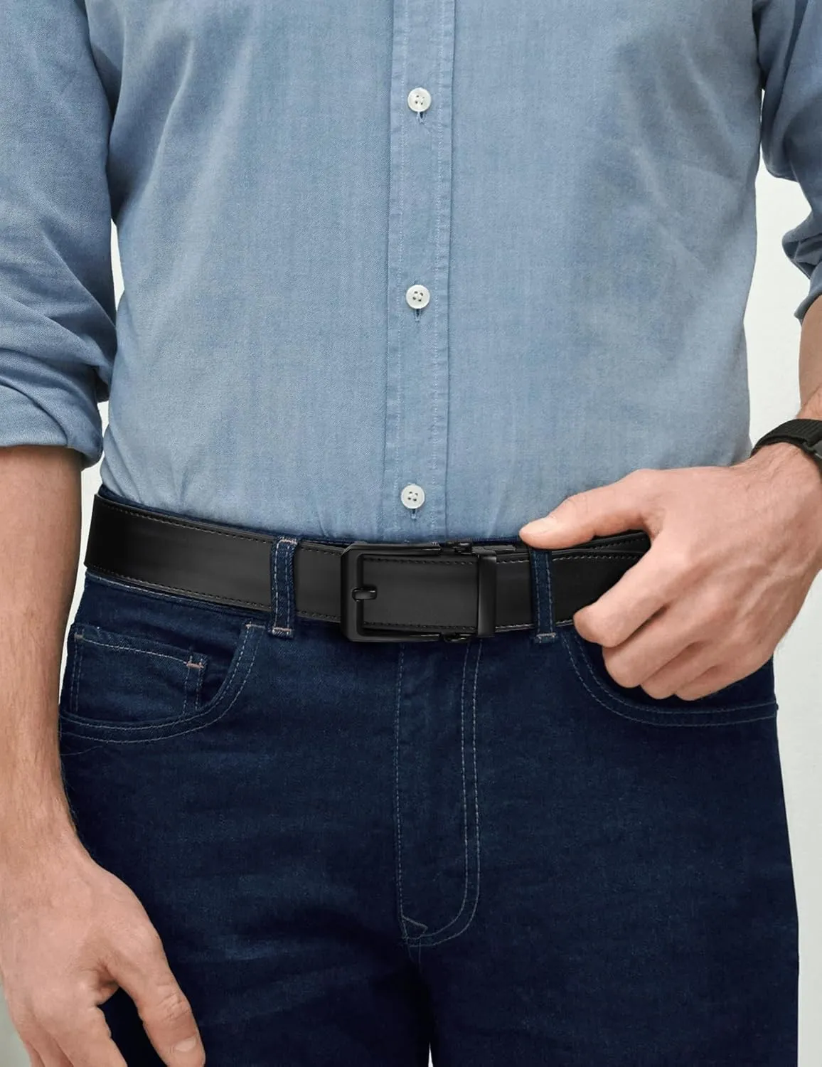 JUKMO 1.5" (38mm) Leather Ratchet Belt for Men in Gift Box