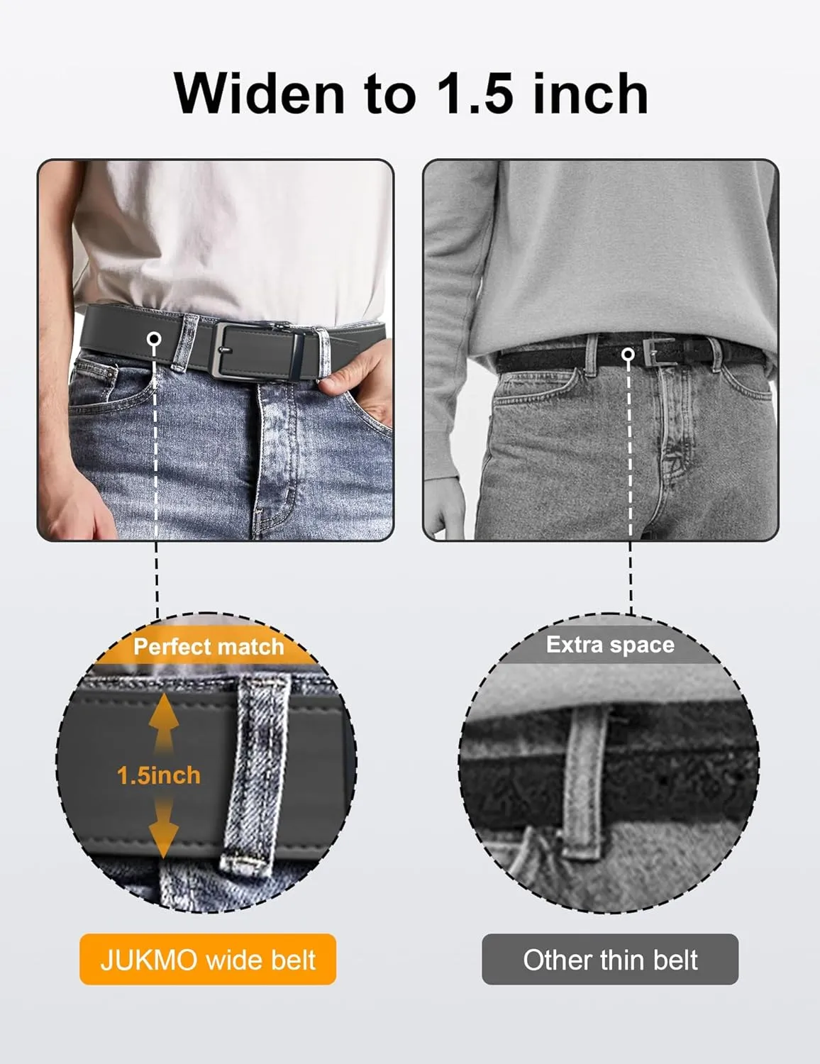 JUKMO 1.5" (38mm) Leather Ratchet Belt for Men in Gift Box