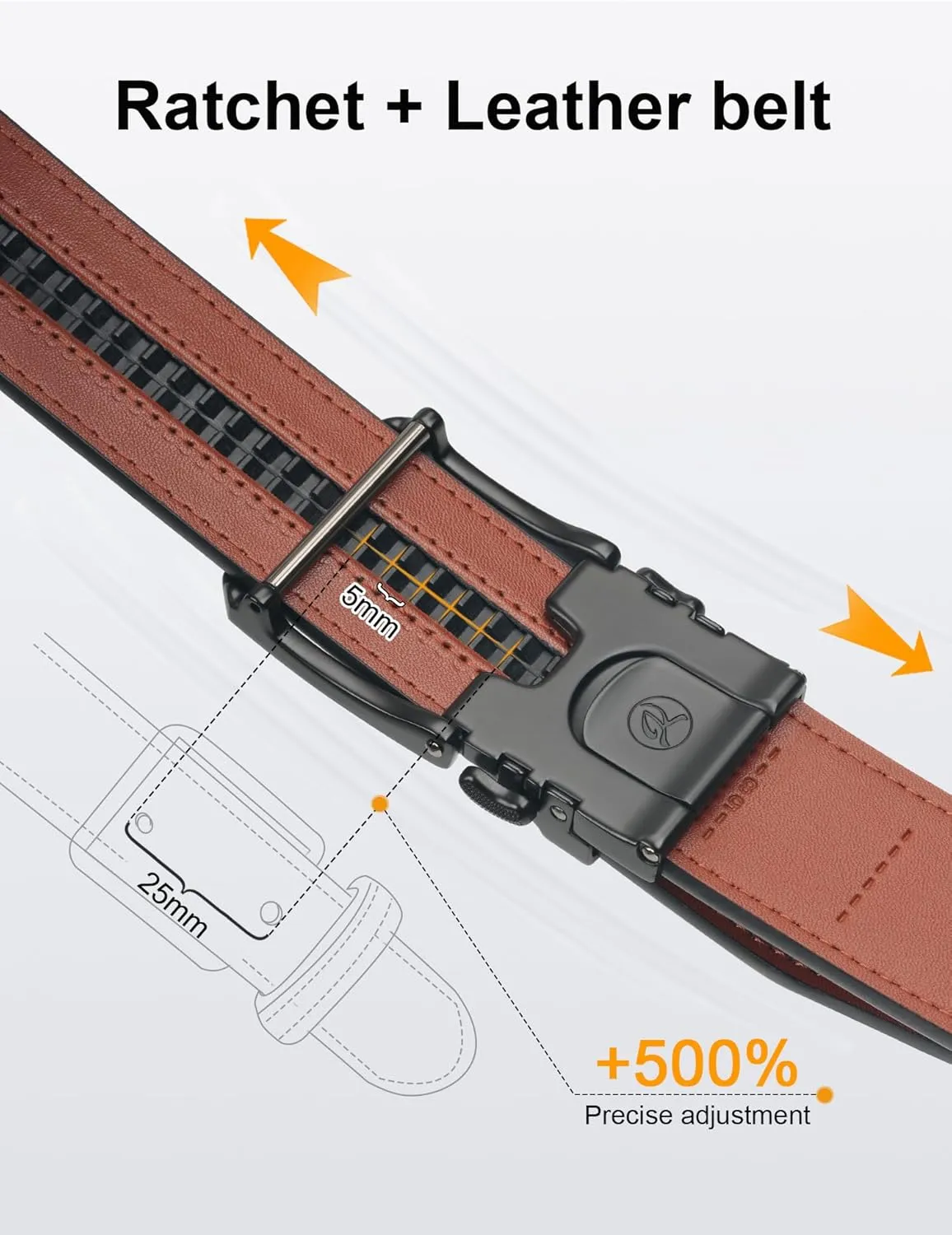 JUKMO 1.5" (38mm) Leather Ratchet Belt for Men in Gift Box