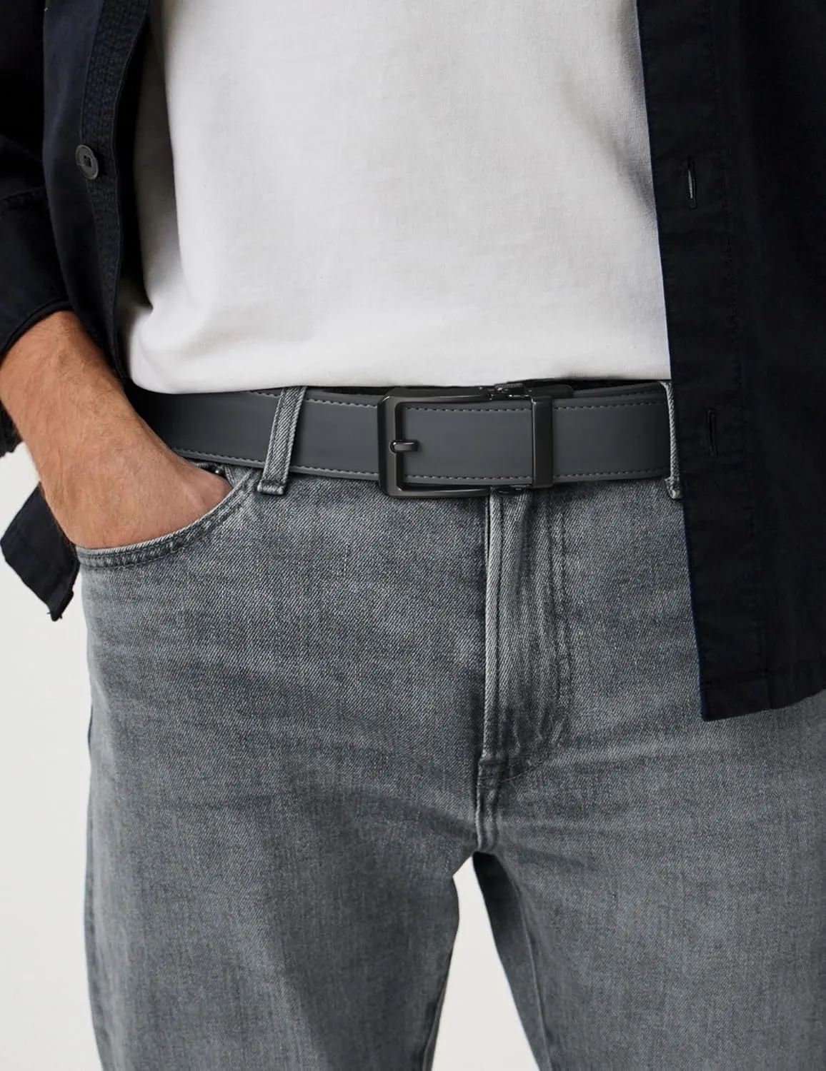 JUKMO 1.5" (38mm) Leather Ratchet Belt for Men in Gift Box