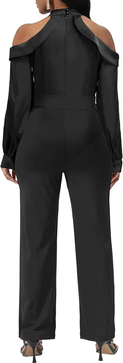 Jumpsuit for Women Sexy Elegant Long Straight Pants Cocktail Printing Jumpsuits Party Club with Zipper