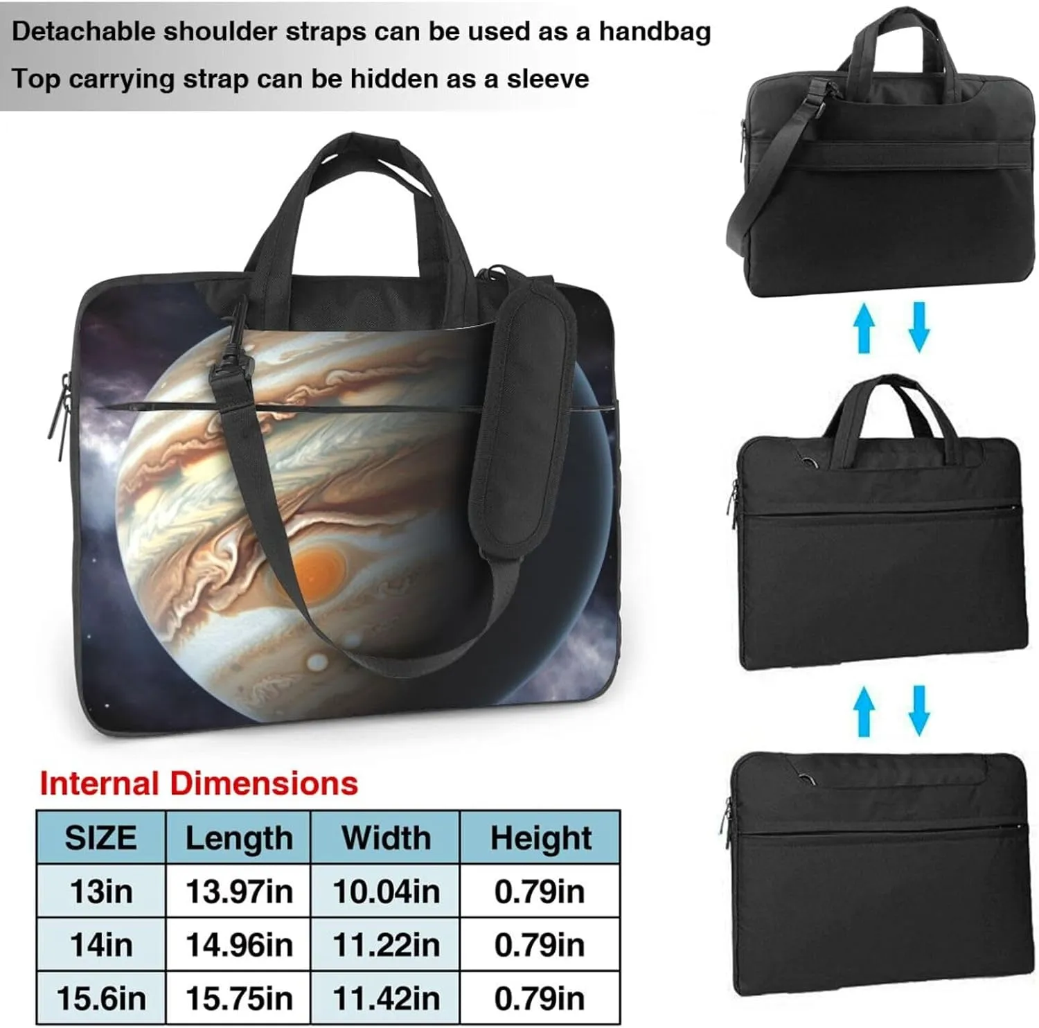 Jupiter Landscape Laptop Shoulder Bag Portable Laptop Bag Laptop Case Crossbody Briefcase w/Strap Handle
