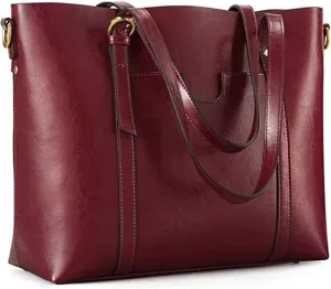 Kattee Genuine Leather Women Tote Bag Soft Handbags Vintage Shoulder Purses Fashion Top Handle Bag Large Capacity