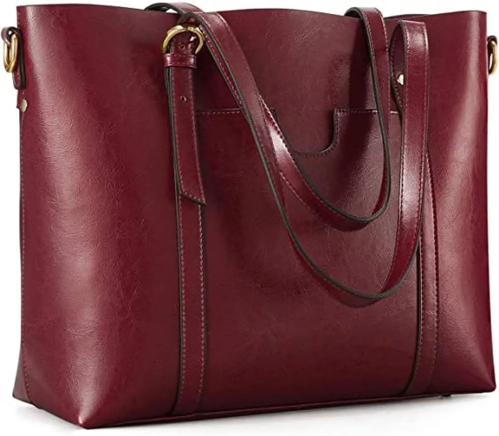 Kattee Genuine Leather Women Tote Bag Soft Handbags Vintage Shoulder Purses Fashion Top Handle Bag Large Capacity