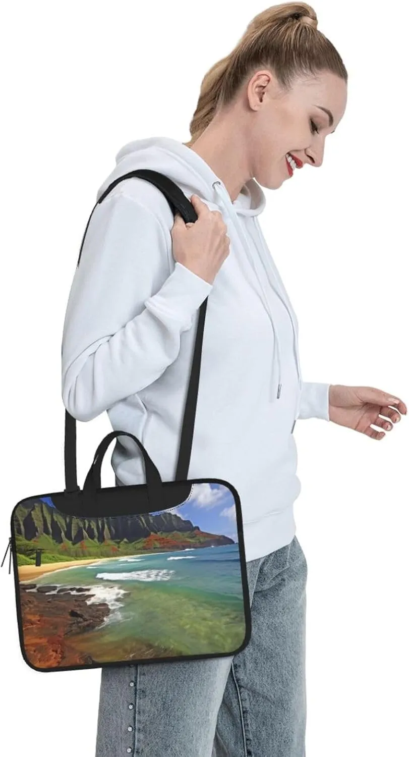 Kauai Hawaii Seashore Laptop Shoulder Bag Portable Laptop Bag Laptop Case Crossbody Briefcase w/Strap Handle
