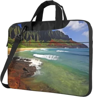 Kauai Hawaii Seashore Laptop Shoulder Bag Portable Laptop Bag Laptop Case Crossbody Briefcase w/Strap Handle