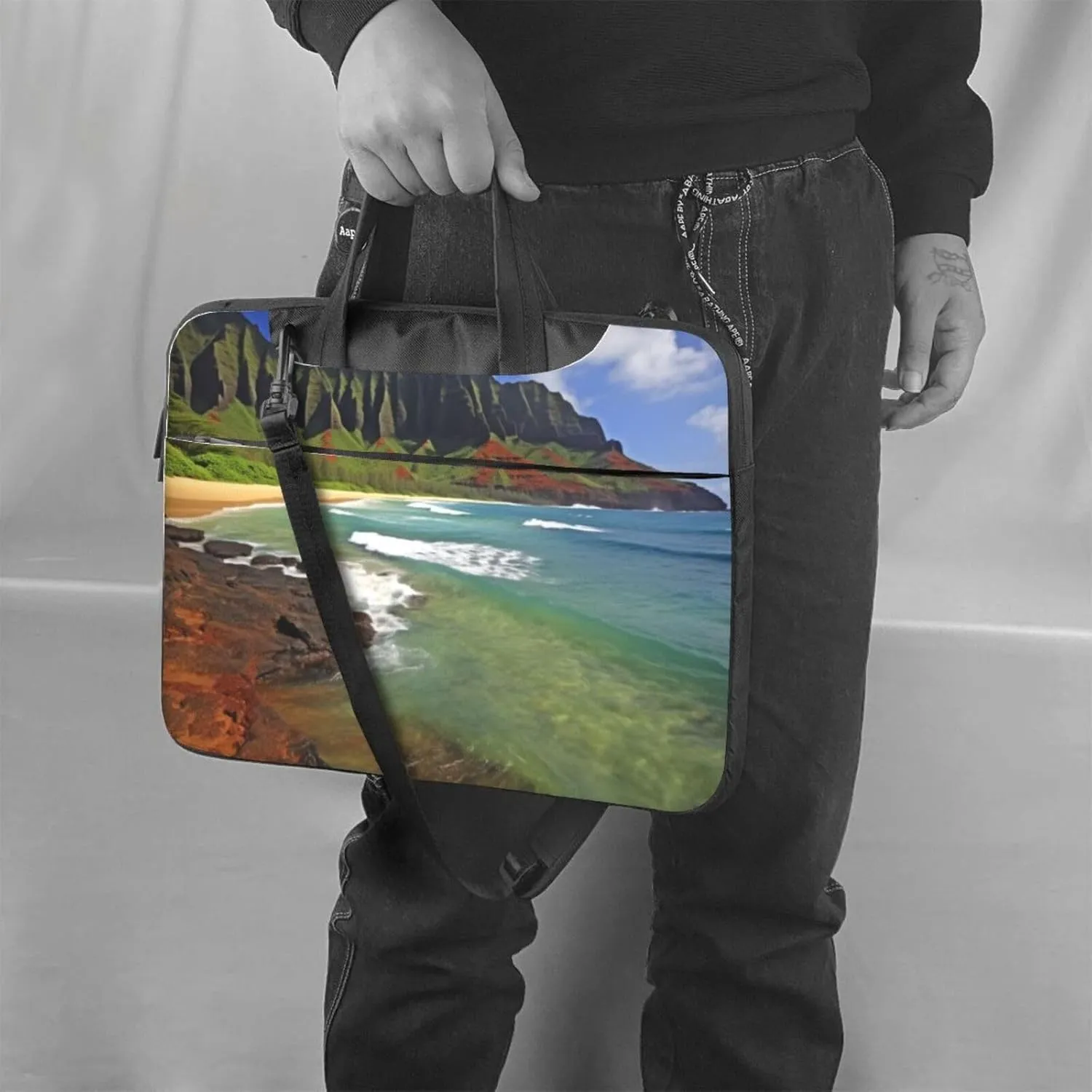 Kauai Hawaii Seashore Laptop Shoulder Bag Portable Laptop Bag Laptop Case Crossbody Briefcase w/Strap Handle