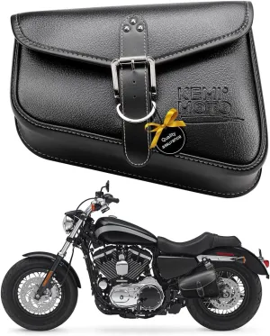 KEMIMOTO Motorcycle Swing Arm Bag Synthetic Leather 10L Left Side Solo Tool Bag Compatible with Softail Sportser Dyna Low Rider Fat Bob Rebel 300 500