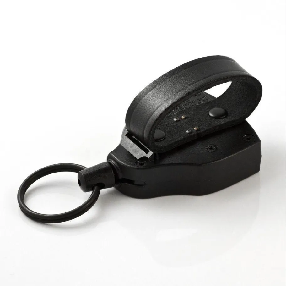 KEY-BAK Super48 Heavy Duty Retractable Keychain with Ball-Joint Lock - Leather Loop - 15 Keys / 48"/8 oz.