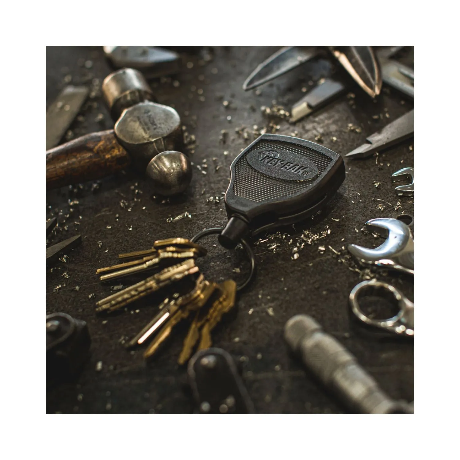 KEY-BAK Super48 Heavy Duty Retractable Keychain with Ball-Joint Lock - Leather Loop - 15 Keys / 48"/8 oz.