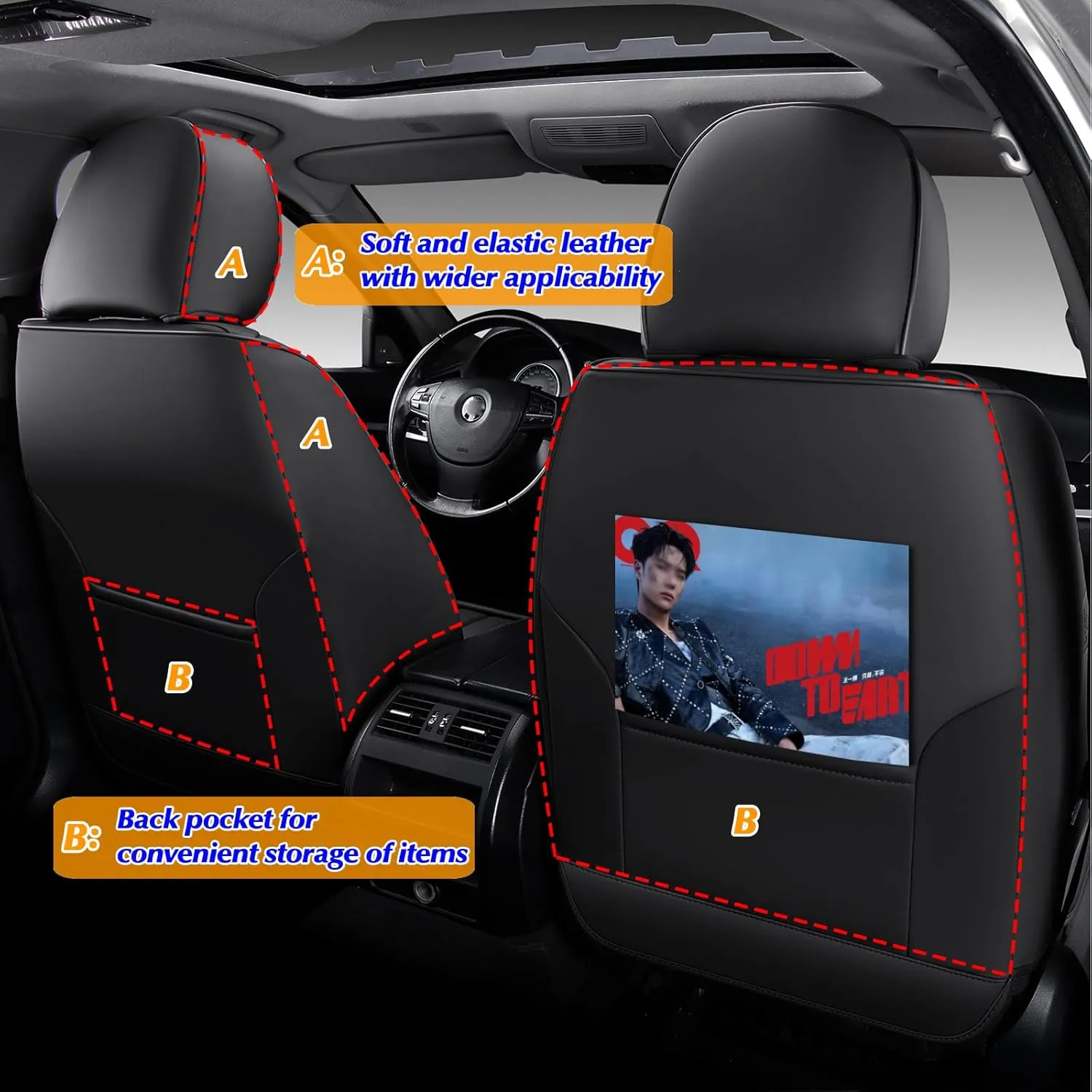 KEYOOG 2-Seater Waterproof and Breathable Nappa Leather Car Seat Covers Full Set, Fit for Front Seats of Cars, Compatible with Airbags, Car Seat Protector Covers for Most Cars - Black Coffee