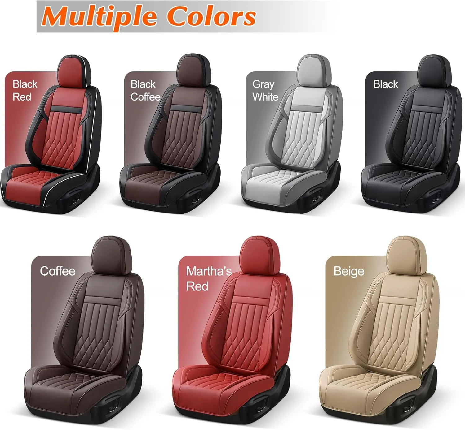 KEYOOG 2-Seater Waterproof and Breathable Nappa Leather Car Seat Covers Full Set, Fit for Front Seats of Cars, Compatible with Airbags, Car Seat Protector Covers for Most Cars - Black Coffee