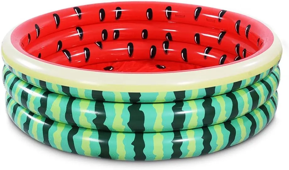Kiddie Watermelon Baby Pool – 60”x15” Inflatable Ball Pit for Toddlers Outdoor & Baby Swimming Play for Backyard, Durable Blow-Up Design