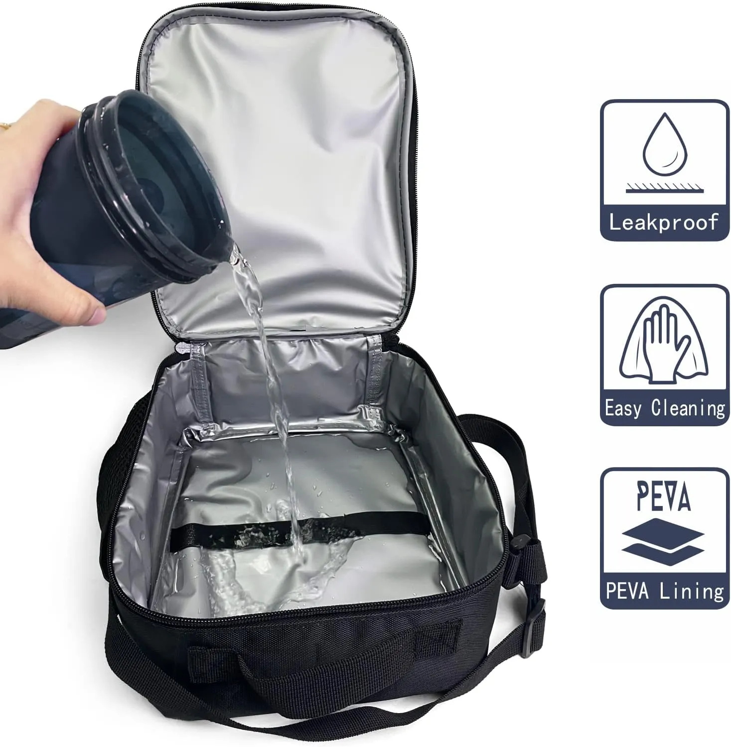 Kids Lunch Box, Insulated Lunch Bag for Girls & Boys, Sunflower Horse Lunch Bag with Shoulder Strap, School Bento Lunchbox for Kids Toddlers Teens, Black Reusable Cooler Thermal Meal Tote Kit