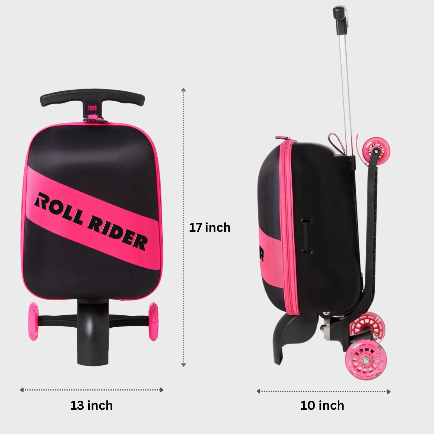 Kids Scooter Luggage - 2-in-1 Ride-On Suitcase with Light-Up Wheels & Adjustable Handle | Carry-On/TSA-Friendly | Fun, Durable, Lightweight Travel Scooter for Boys & Girls Ages 3-12