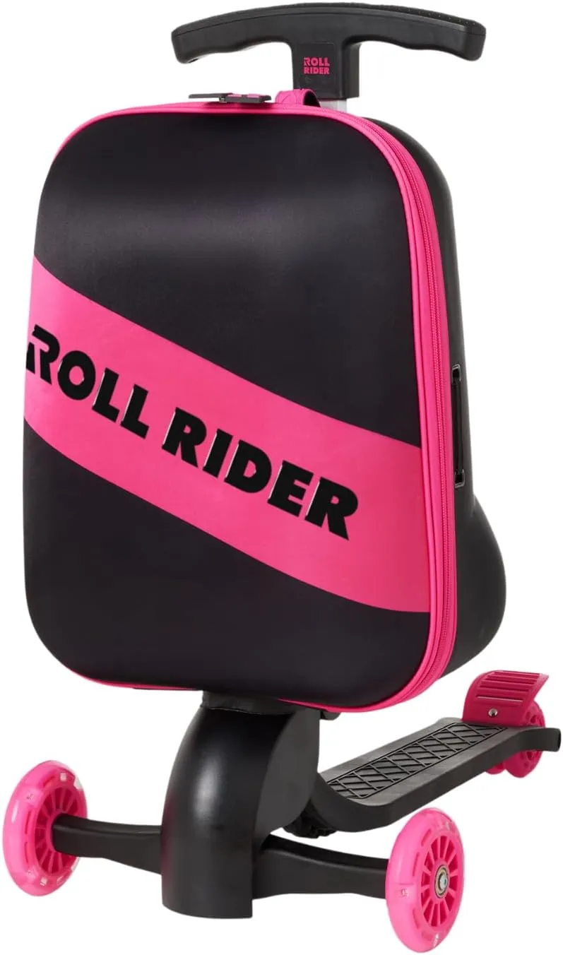 Kids Scooter Luggage - 2-in-1 Ride-On Suitcase with Light-Up Wheels & Adjustable Handle | Carry-On/TSA-Friendly | Fun, Durable, Lightweight Travel Scooter for Boys & Girls Ages 3-12
