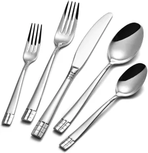 KINGSTONE Flatware Set, 40-Piece Luxury Silverware Set for 8, 18/10 Stainless Steel Cutlery Utensils Sets with European Design, Pure Hand Mirror Polished, Perfect for Family & Parties, Dishwasher Safe