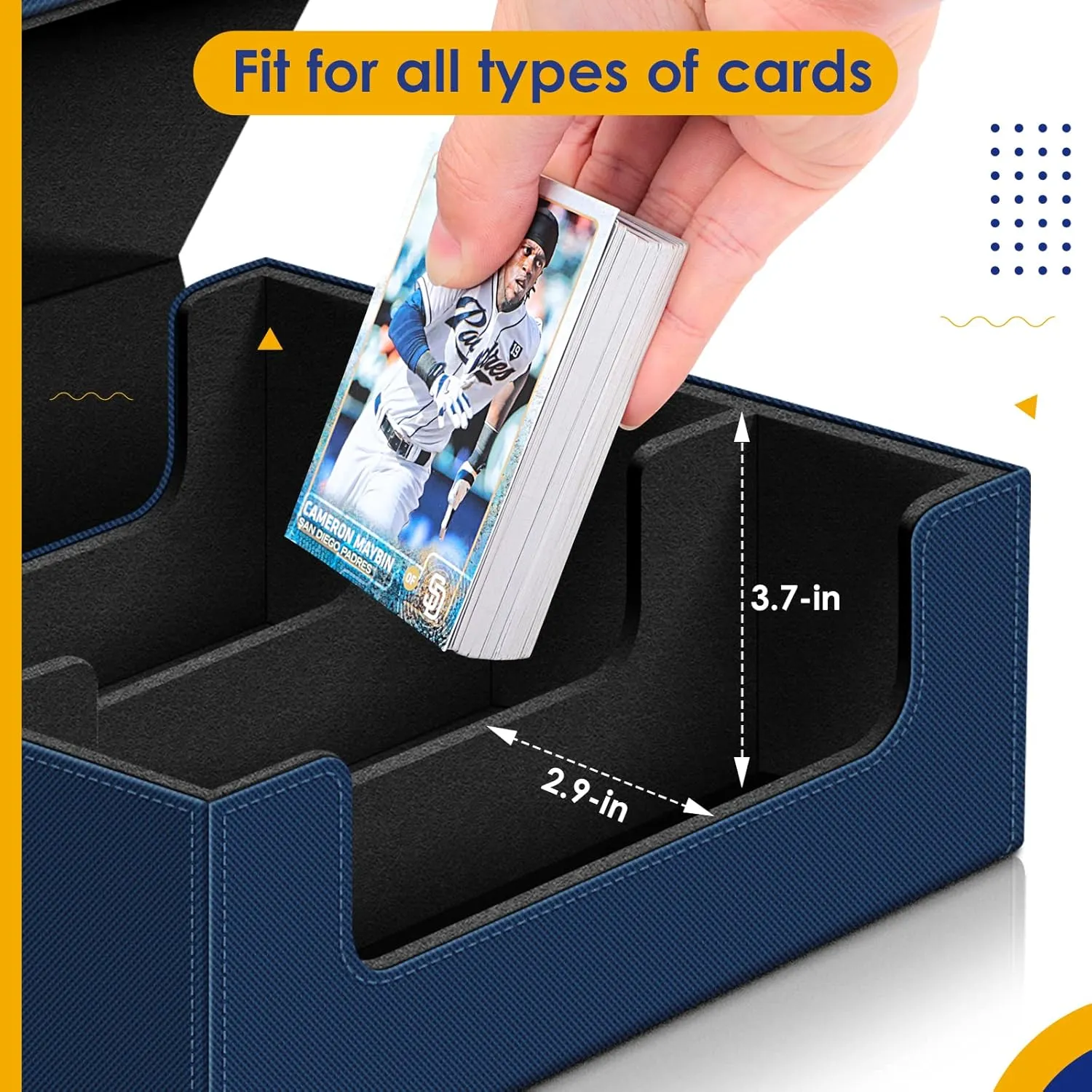 Kitoyz 1800  Trading Card Storage Box, Magnetic Closure Card Deck Boxes, PU Leather Card Box Card Storage Case for Magic Commander Game Cards Sport Cards