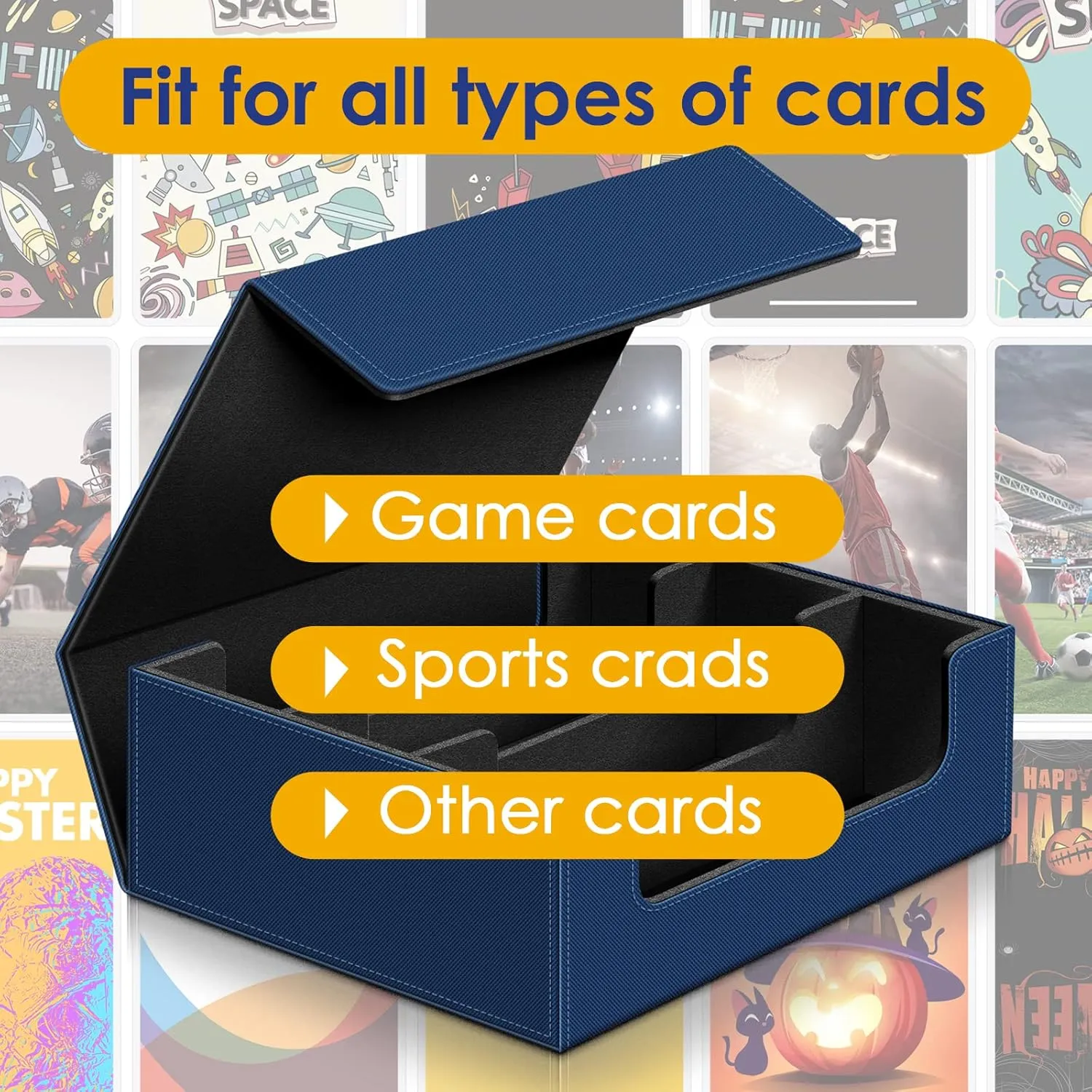 Kitoyz 1800  Trading Card Storage Box, Magnetic Closure Card Deck Boxes, PU Leather Card Box Card Storage Case for Magic Commander Game Cards Sport Cards