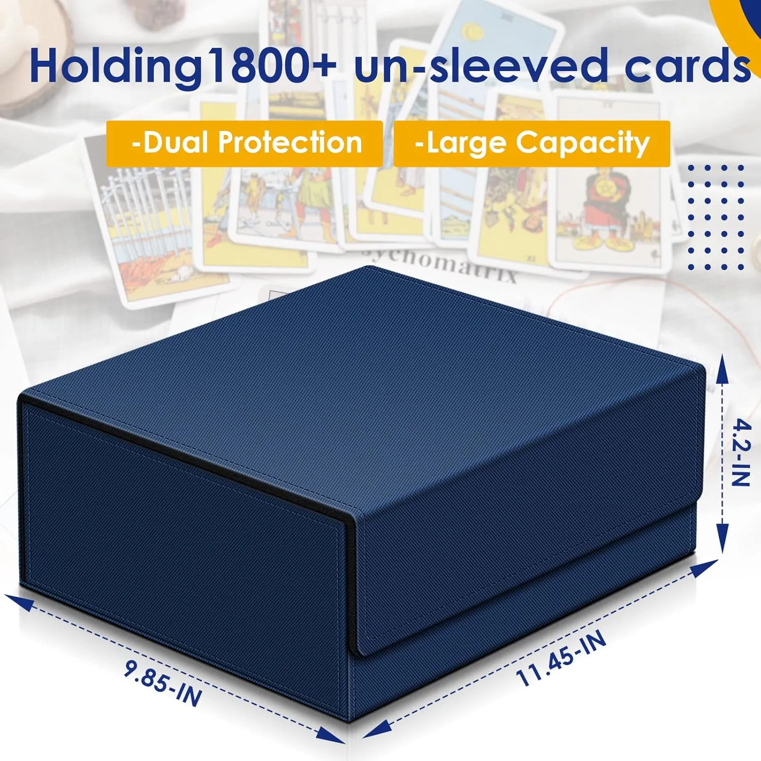 Kitoyz 1800  Trading Card Storage Box, Magnetic Closure Card Deck Boxes, PU Leather Card Box Card Storage Case for Magic Commander Game Cards Sport Cards