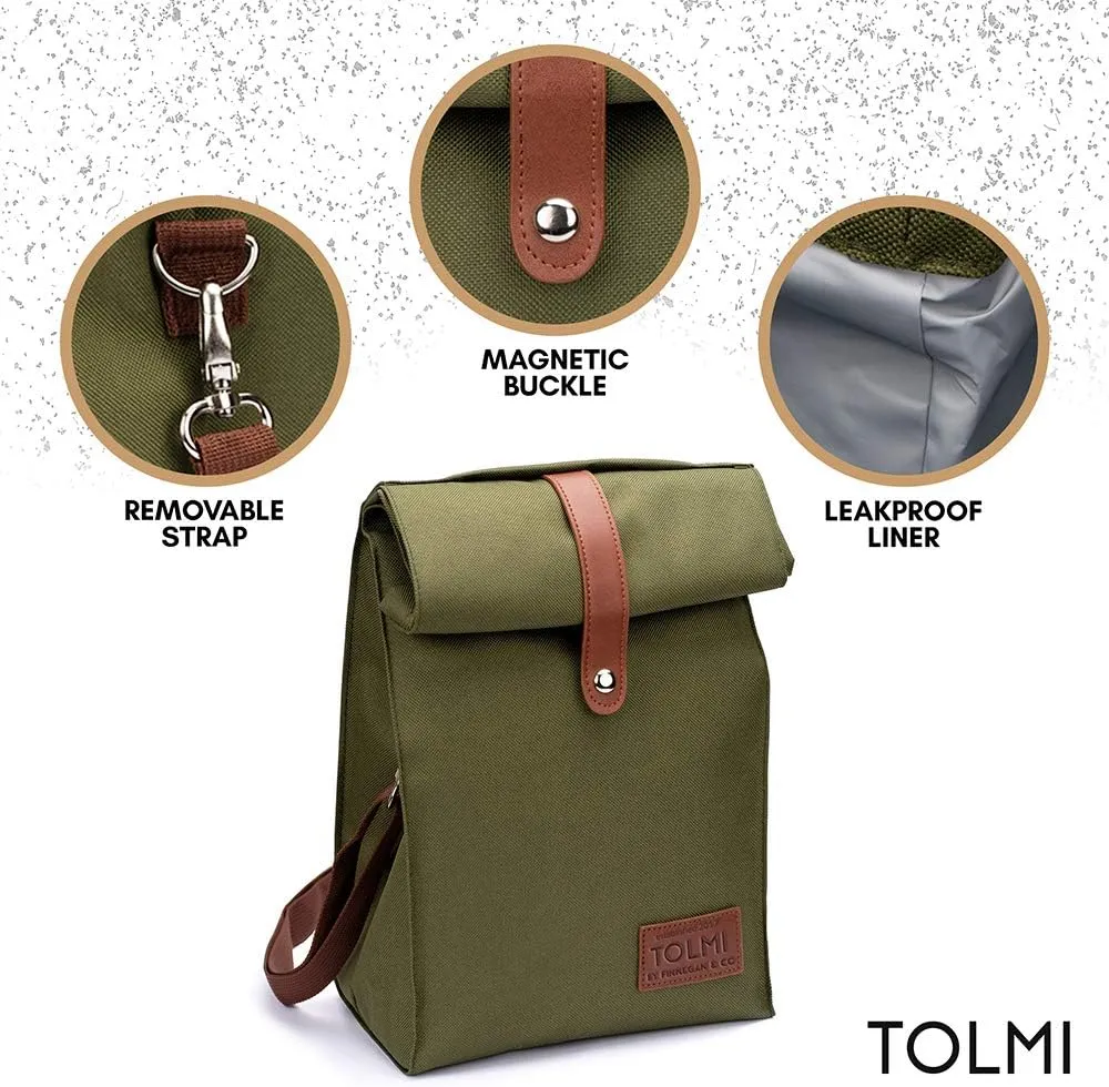 KRYO Insulated Lunch Bag by Tolmi Small reusable cooler bag - A travel lunchbox, shoulder strap for adult men and women waterproof lunchboxes work, office, beach
