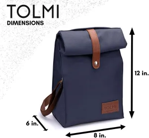 KRYO Insulated Lunch Bag by Tolmi Small reusable cooler bag - A travel lunchbox, shoulder strap for adult men and women waterproof lunchboxes work, office, beach
