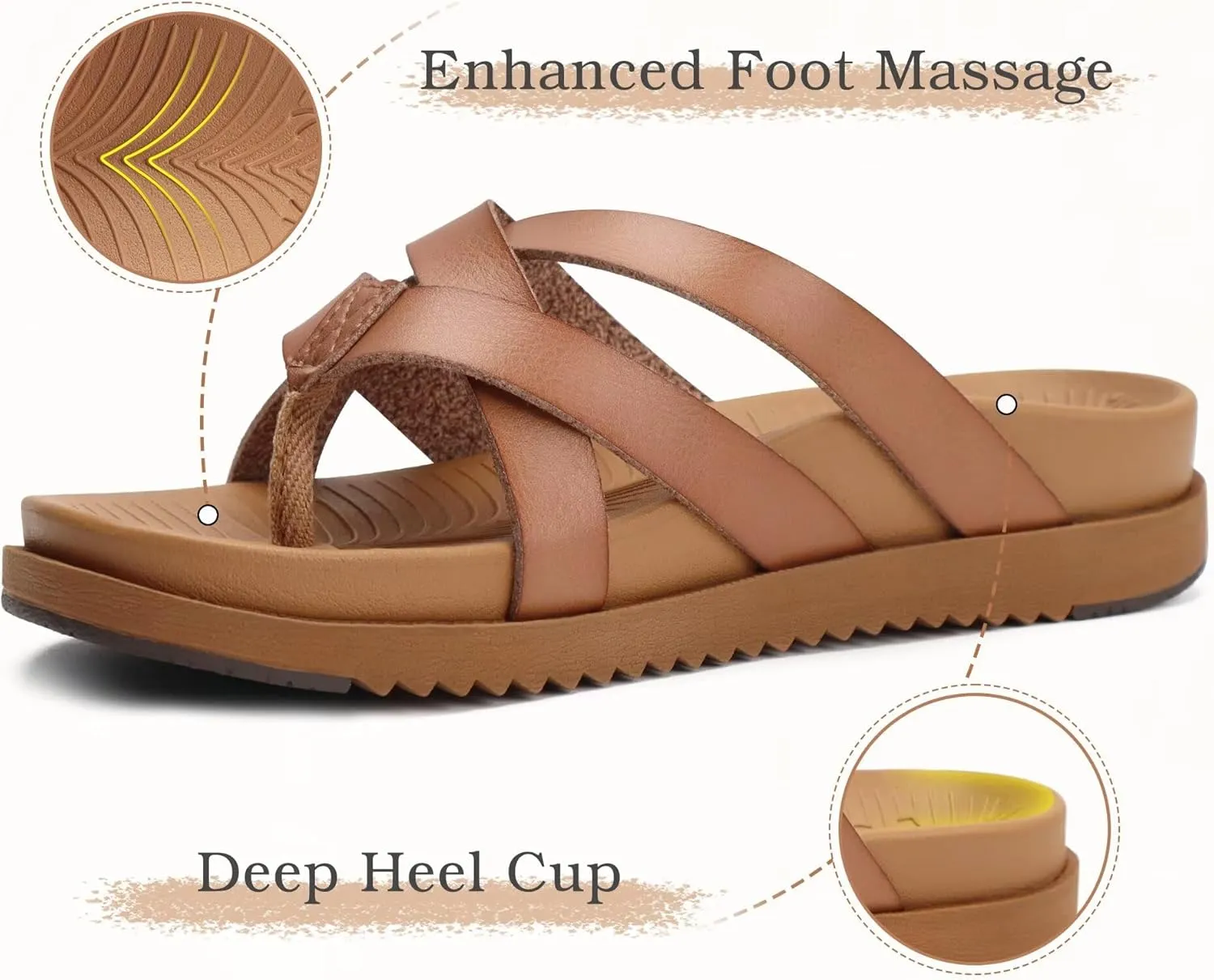 KuaiLu Womens Dressy Orthotic Flip Flops Trendy Comfortable Cushion Recovery Walking Criss Cross Thong Sandals Lightweight Yoga Foam Summer Slides with Plantar Fasciitis Arch Support
