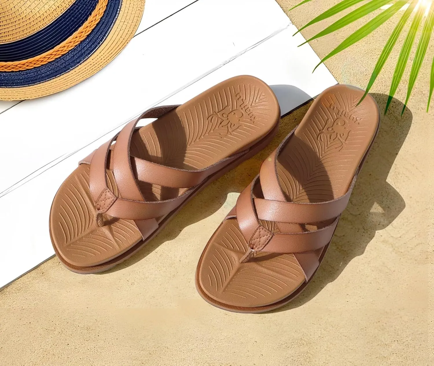 KuaiLu Womens Dressy Orthotic Flip Flops Trendy Comfortable Cushion Recovery Walking Criss Cross Thong Sandals Lightweight Yoga Foam Summer Slides with Plantar Fasciitis Arch Support