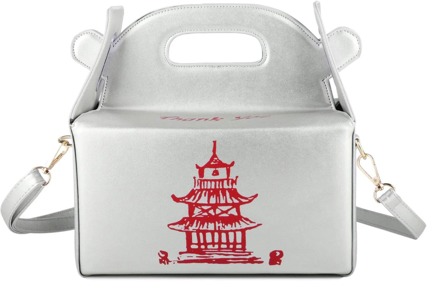 KUANG! Fashion Crossbody Handbags Takeout Box Shoulder Bag Chinese Tower Pu Packing Box Purse for Girls