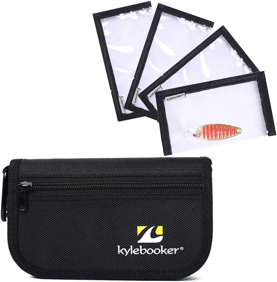 Kylebooker Fishing Lure Storage Bag Spinner Baits Wallet Case with 4 Packs Fishing Lure Wraps