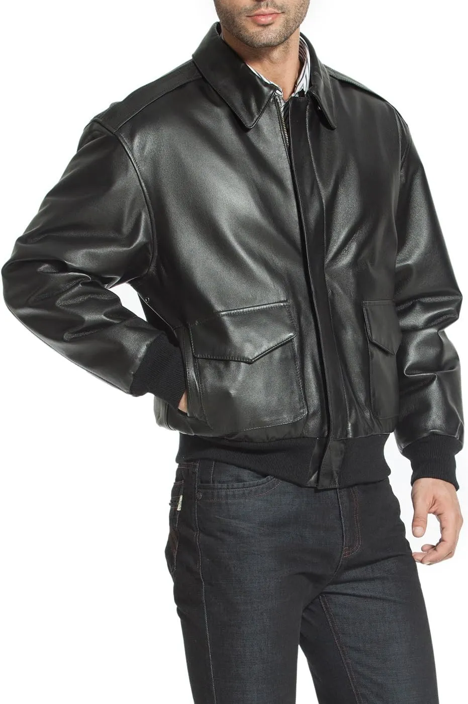 Landing Leathers Men Air Force A-2 Leather Flight Bomber Jacket (Also available in Big & Tall)
