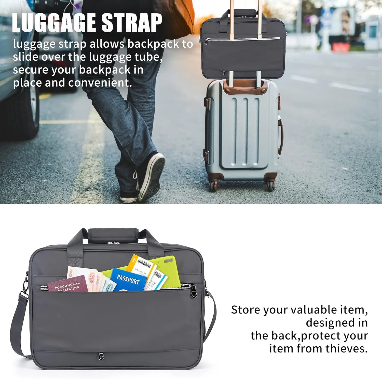 Laptop Bag Premium Laptop Briefcase Expandable Fits Up to 17 Inch Water-Repellent Large Messenger Computer Bag Travel/Business/Work/for Men Women,Grey…