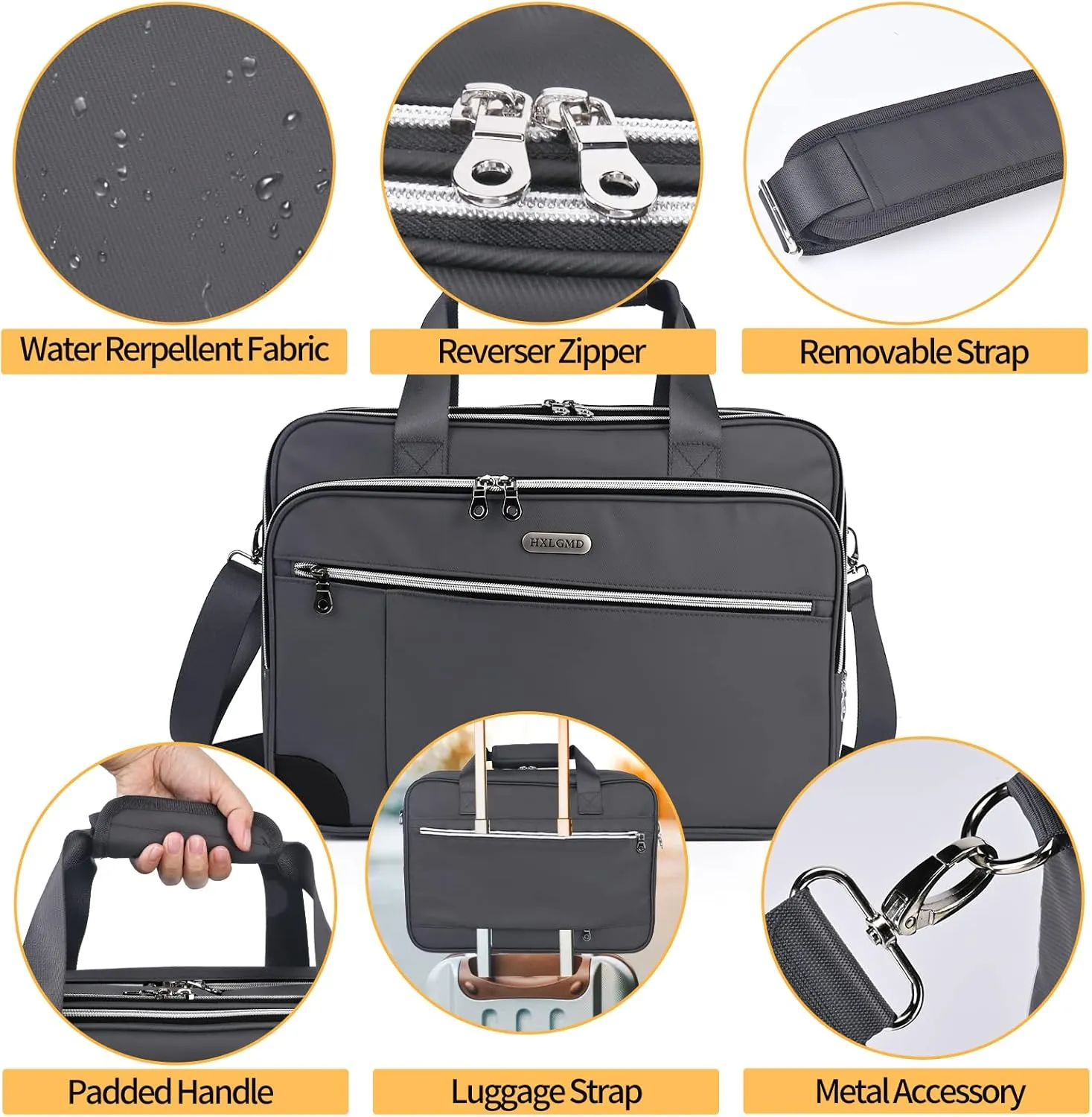 Laptop Bag Premium Laptop Briefcase Expandable Fits Up to 17 Inch Water-Repellent Large Messenger Computer Bag Travel/Business/Work/for Men Women,Grey…