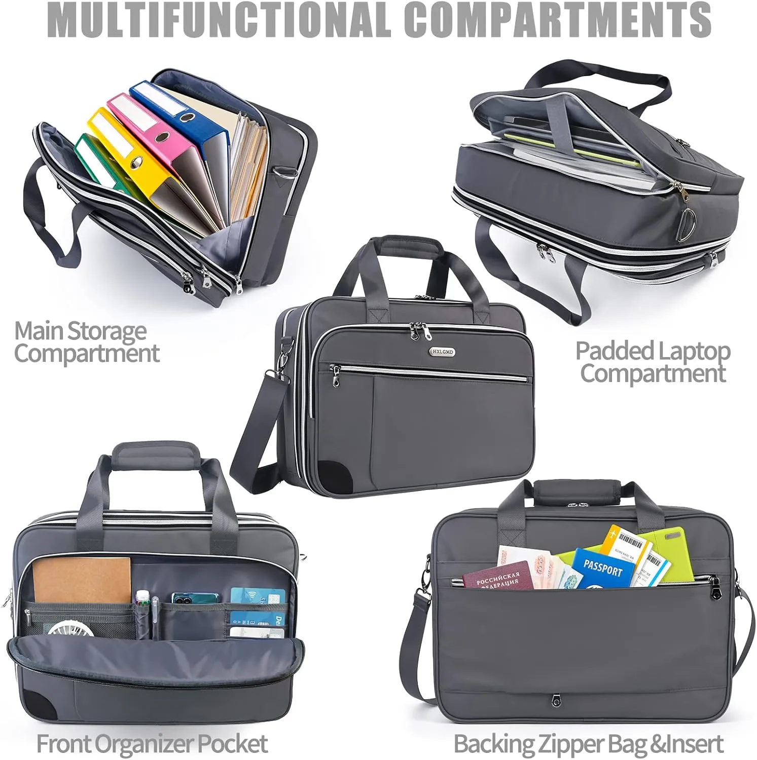 Laptop Bag Premium Laptop Briefcase Expandable Fits Up to 17 Inch Water-Repellent Large Messenger Computer Bag Travel/Business/Work/for Men Women,Grey…