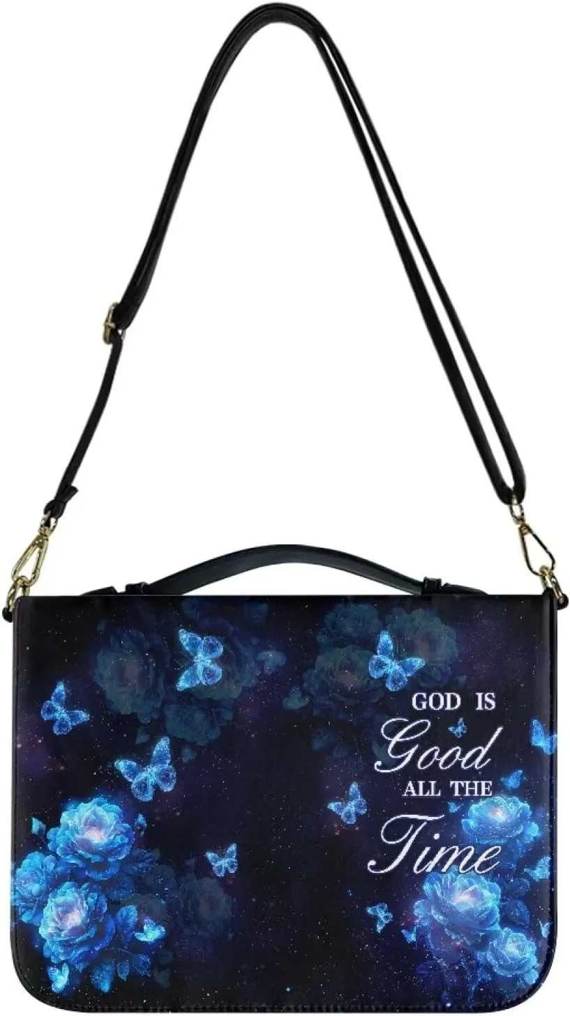 Large Bible Cover Case with Shoulder Strap, Leather Bible Case Church Bag, Portable Bible Tote Bag Gift for Christian