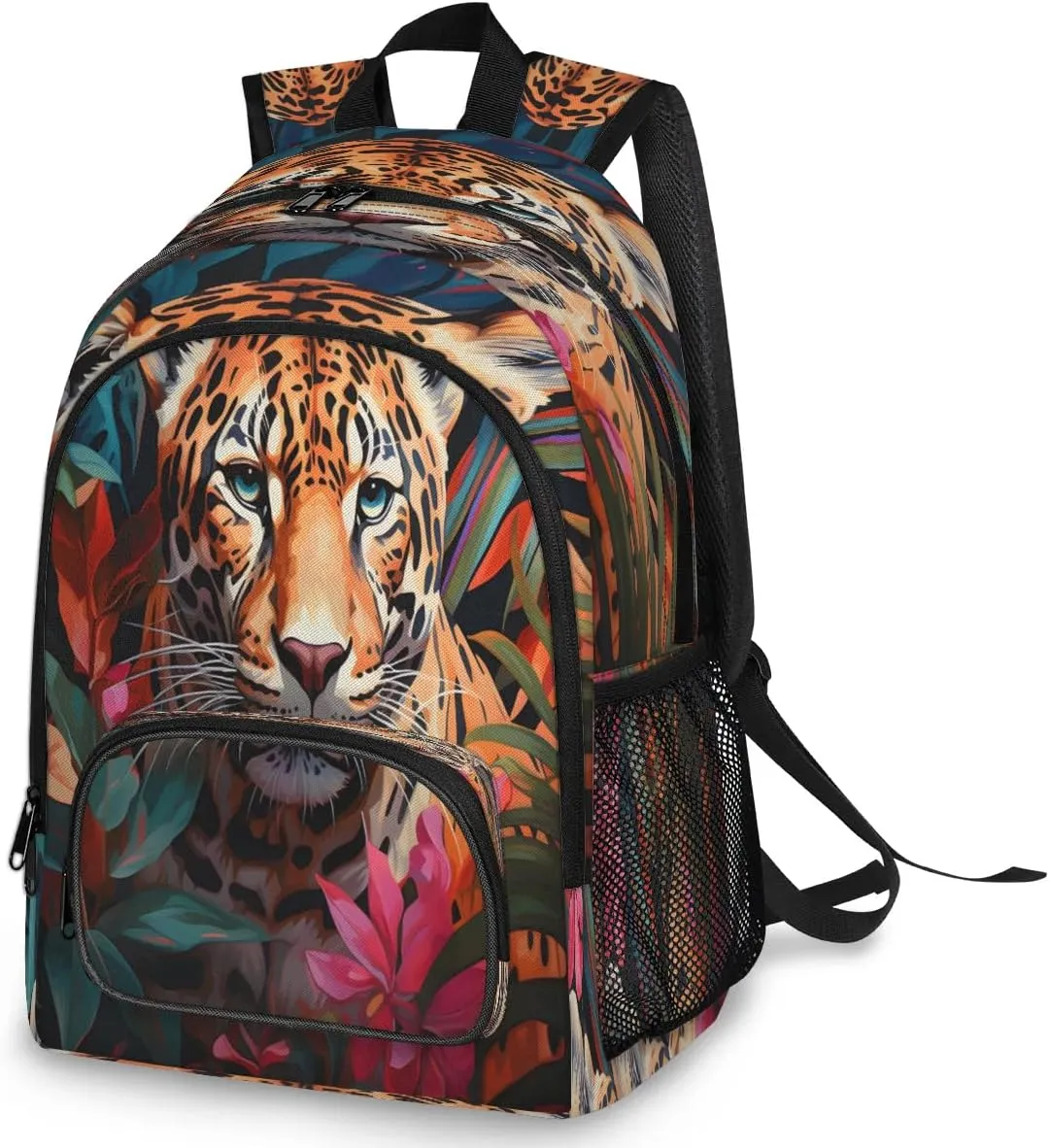 Large Capacity Backpack for Women, Tiger Travel Backpack Carry On Backpack Waterproof Backpack Flowering Shrubs Book Bags With Chest Strap Weekender Business Hiking Bag for Women Men