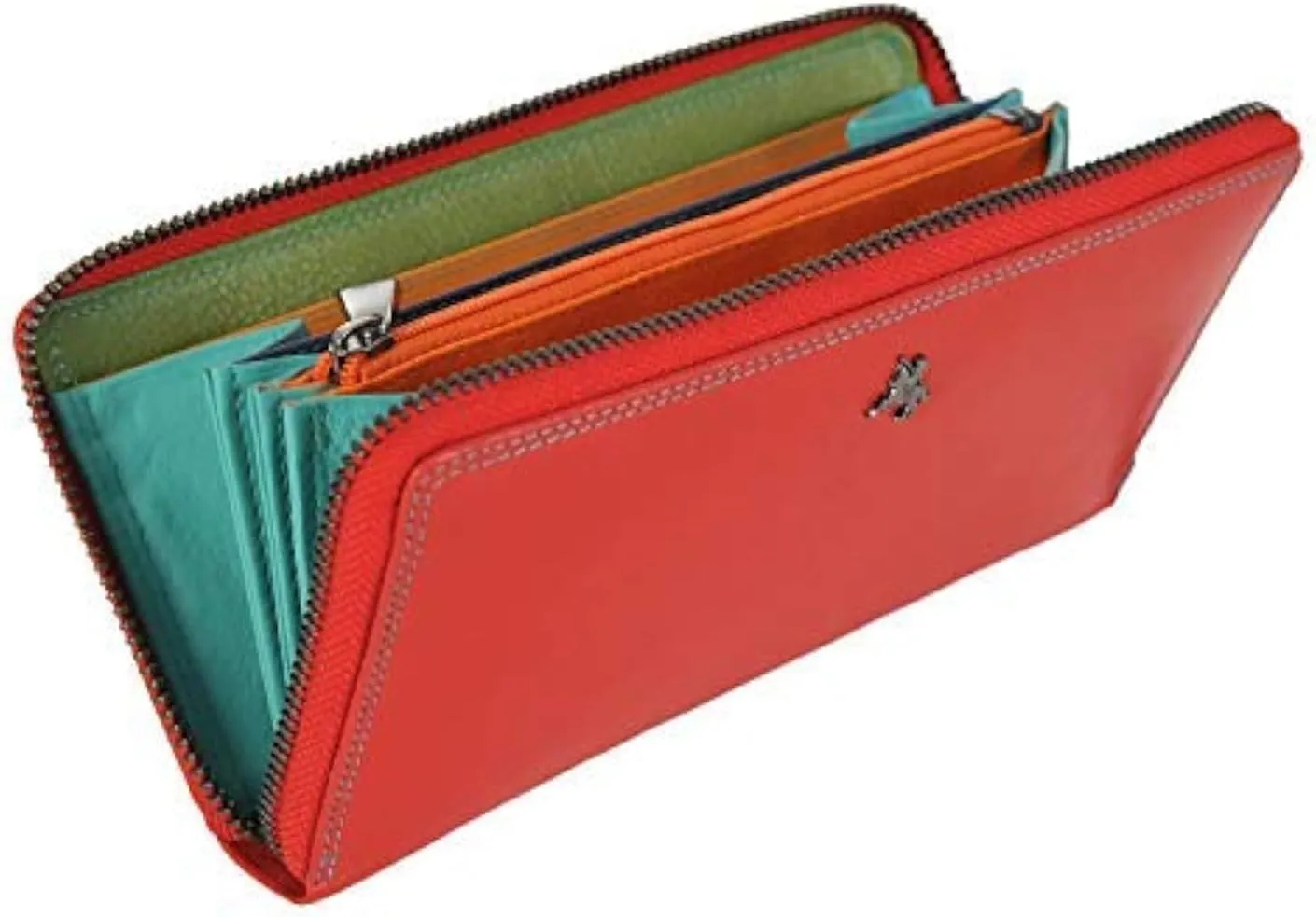 Large Continental Zip Around Purse in Red Or Black Multi SP79 (Red)